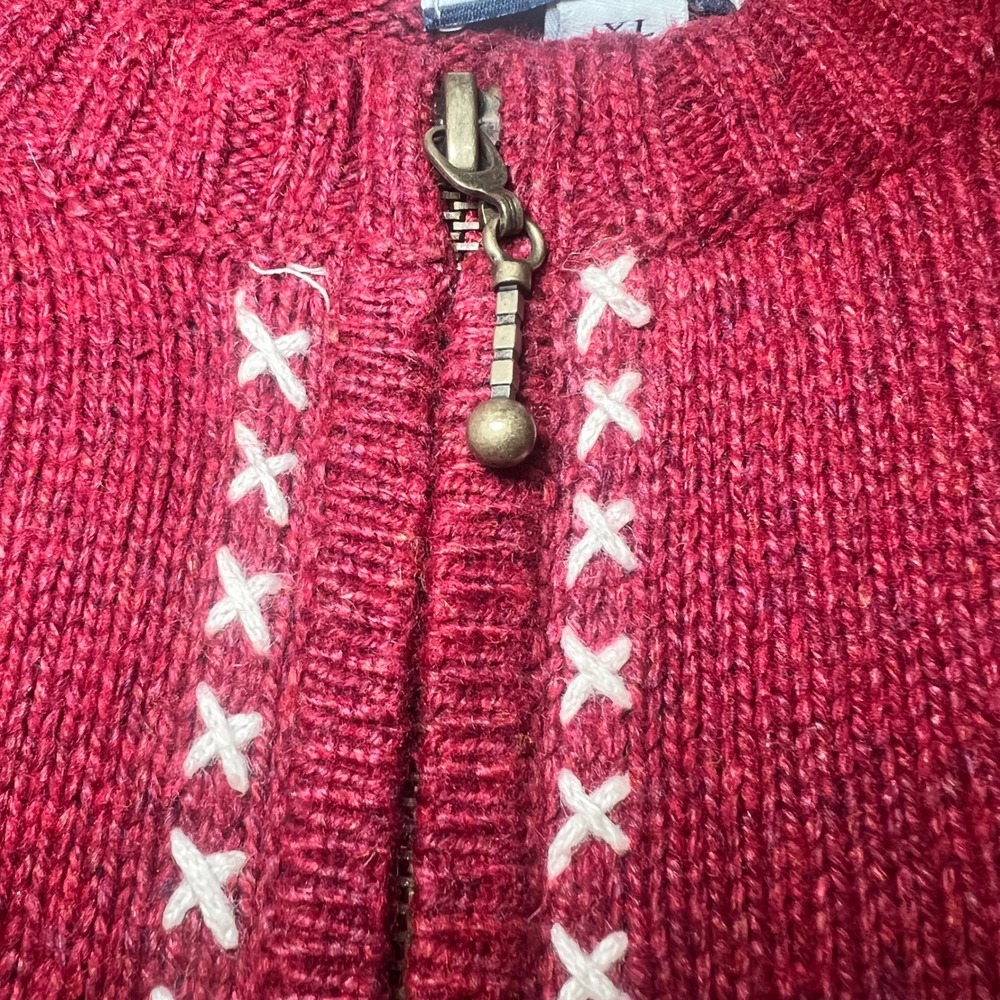 Croft & Barrow Womens Size XL Vintage Style Snowman Zip Cardigan Sweater Red - Picture 7 of 11